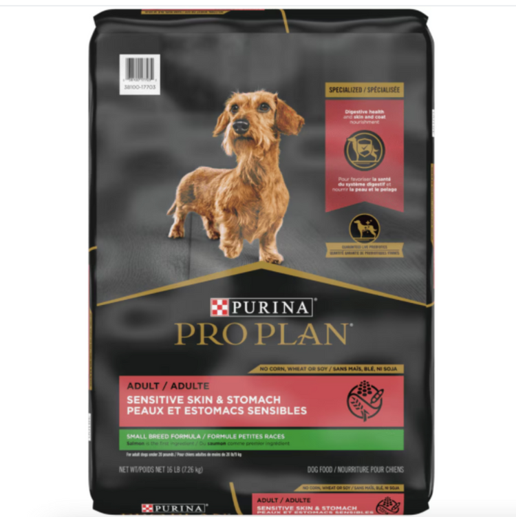 PROPLAN, Peau et estomac sensible, Adulte petite race, Saumon et riz, Pour chien