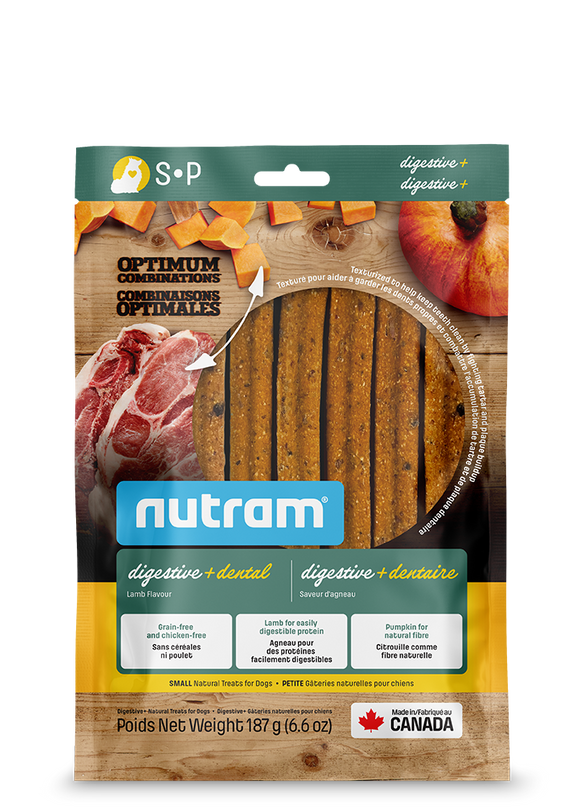 NUTRAM, Combinaisons optimales Digestive + Dentaire, gâteries pour chien à l'agneau 187g