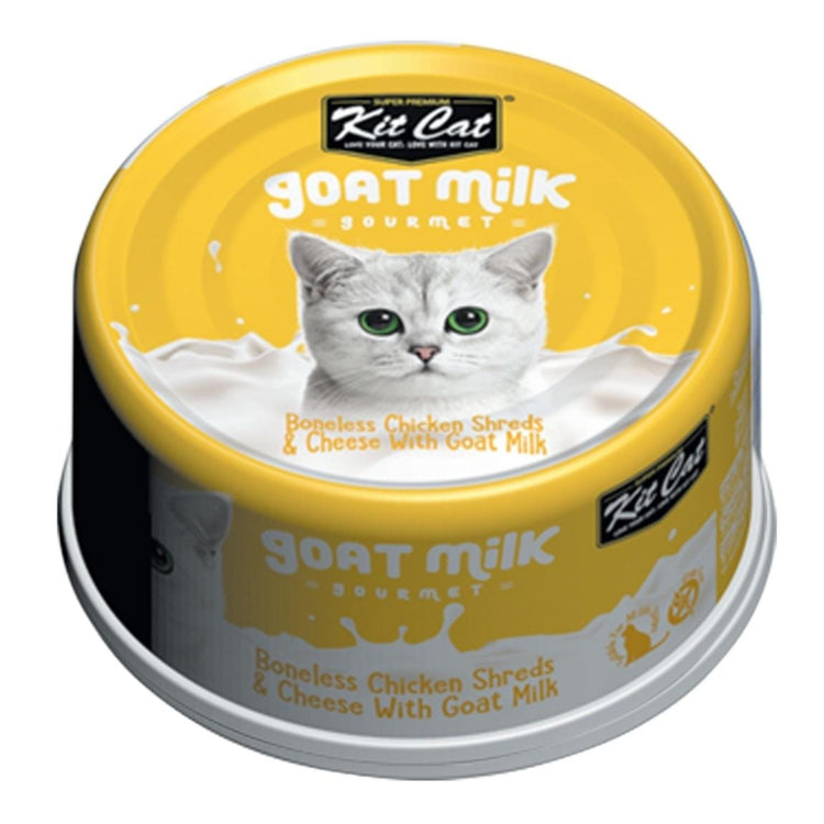 KIT CAT, Goat Milk, Repas gourmand, Lait de chèvre, poulet et fromage, Pour chat, 70G