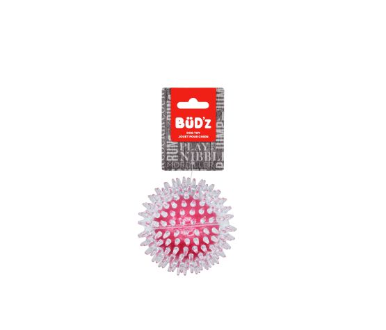 BUD'Z,J ouet En Caoutchouc Pour Chien - Balle à Pointes, Transparente & Rose