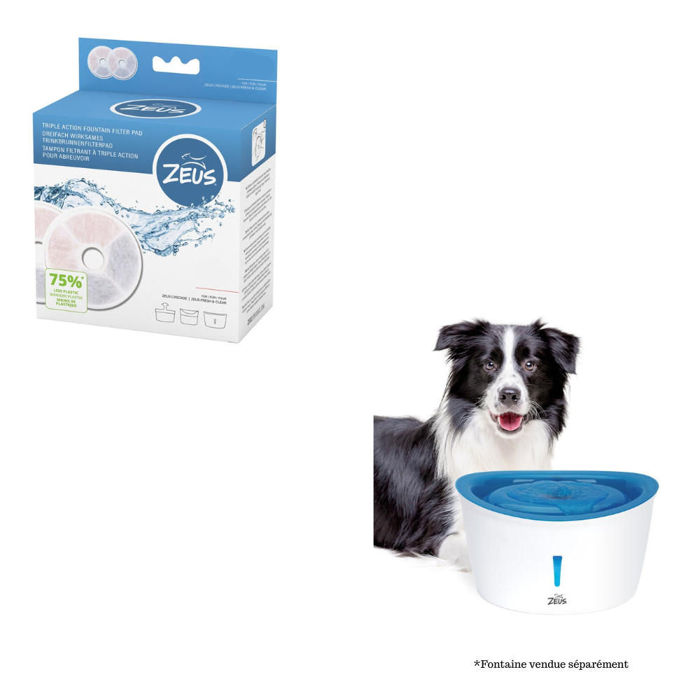 Filtres Rechange Fontaine à Eau ZEUS - Lot De 2 | Triple Action Pour Eau Pure, Compatible Modèle 6L H2EAU
