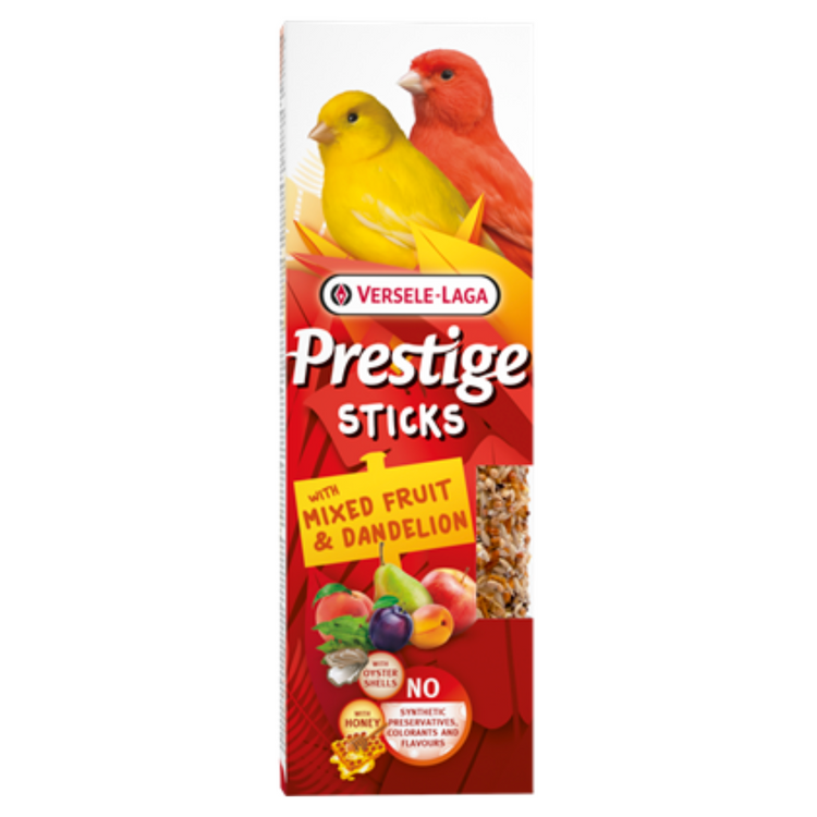 VERSELE-LAGA, Prestige Sticks, Gâterie, Bâtonnets mélange de fruits et Pissenlit, Pour canari - Paquet de deux