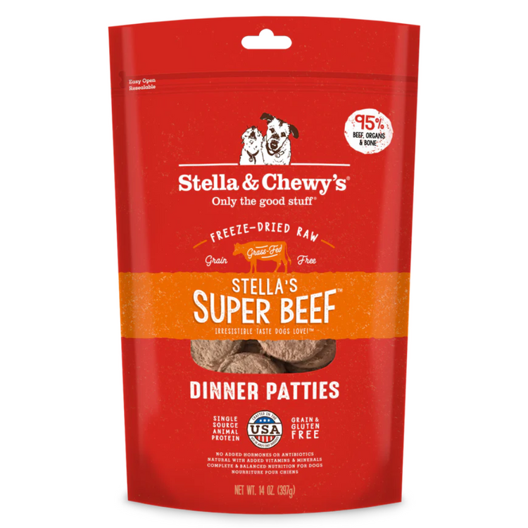 STELLA & CHEWY'S, Stella’s Super Beef Dinner Patties, Galettes de nourriture crue lyophilisée, Boeuf, Pour chien
