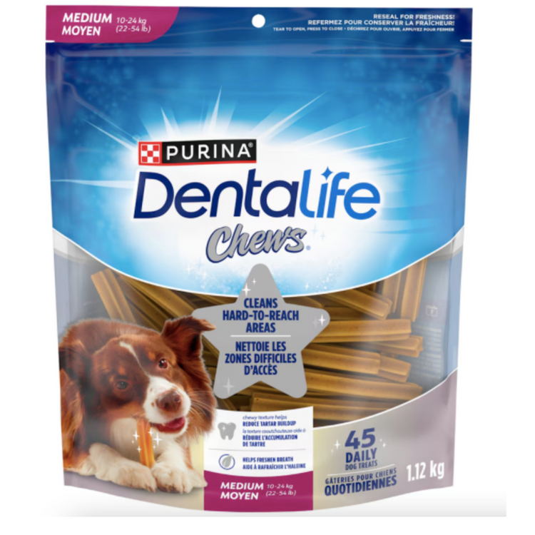 PURINA, DentaLife chews, Moyenne race, poulet, pour Chien, 595g