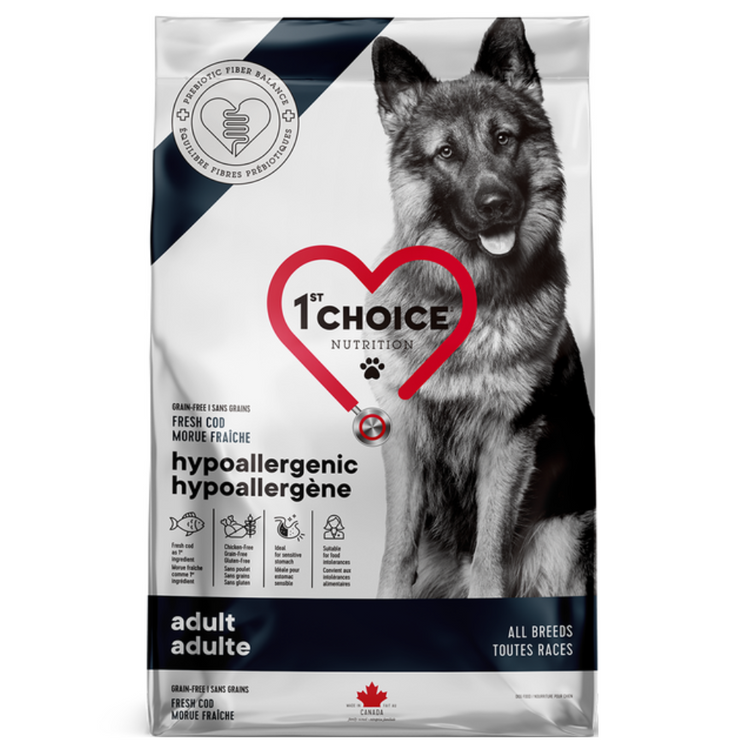 1ST CHOICE, Hypoallergène, Nourriture sèche, Toutes races, Adulte, Morue, Pour chien