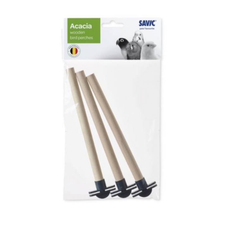 SAVIC, Perchoir de bois d'acacia, Pour oiseau domestique, paquet de 3