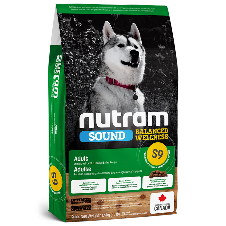 NUTRAM, SOUND, S9, Nourriture sèche, Adulte, Agneau, Pour chien, 25 lb