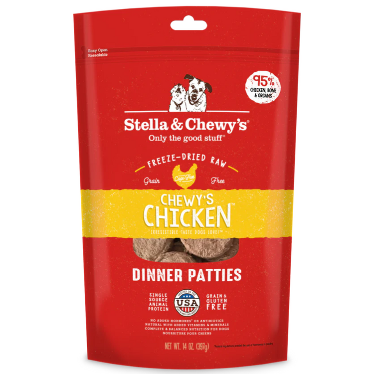 STELLA & CHEWY'S, Chewy’s Chicken Dinner Patties, Galettes de nourriture crue lyophilisée, Poulet, Pour chien