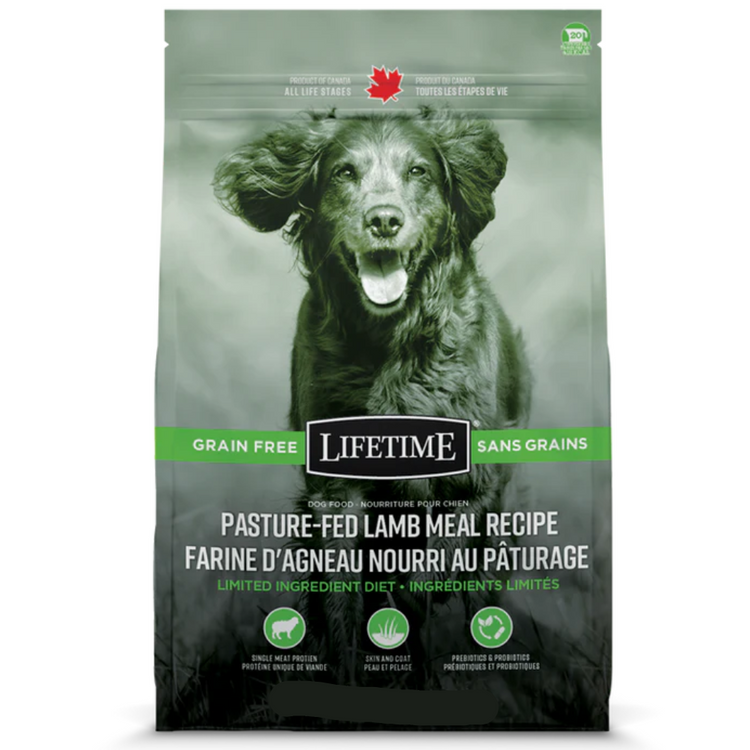 LIFETIME, Nourriture sèche, Ingrédients limités, Sans grains, Agneau nourri au pâturage, Pour chien, 25lb