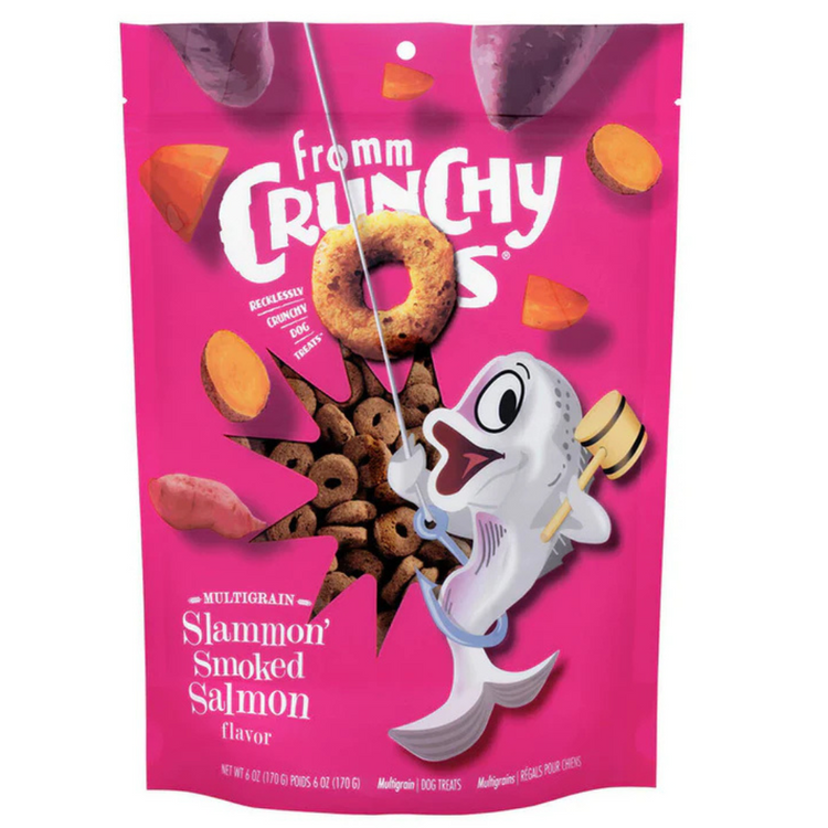 FROMM, Crunchy O's, Slammon'Smoked Salmon, Gâterie, Saumon, Pour chien, 6 oz