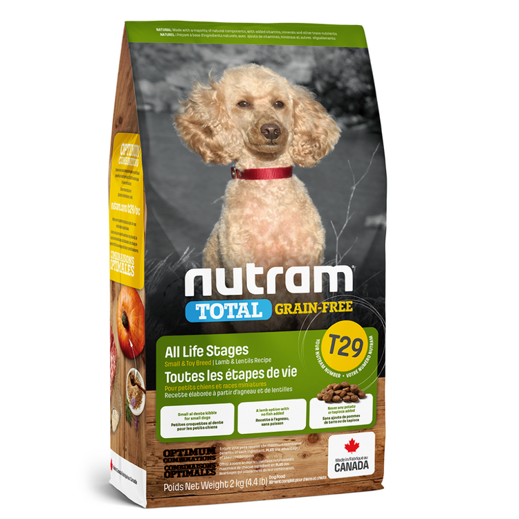 NUTRAM, TOTAL, T29, Nourriture sèche, Sans grains, Toutes étapes de vie, Petites races, Agneau, Pour chien, 2kg