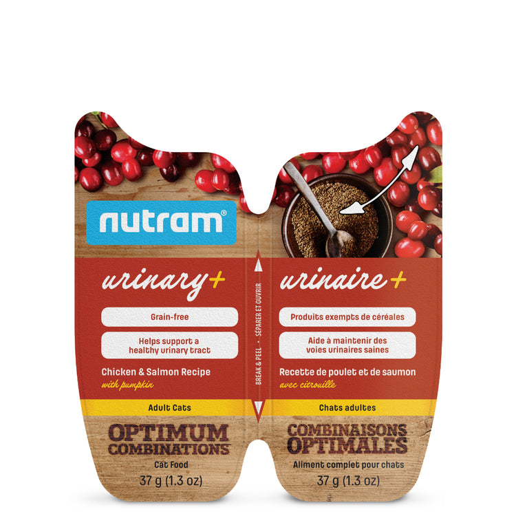 NUTRAM Combinaisons Optimales Urinaire+ Chat Poulet, Saumon & Citrouille, Sans Grains 2.6oz