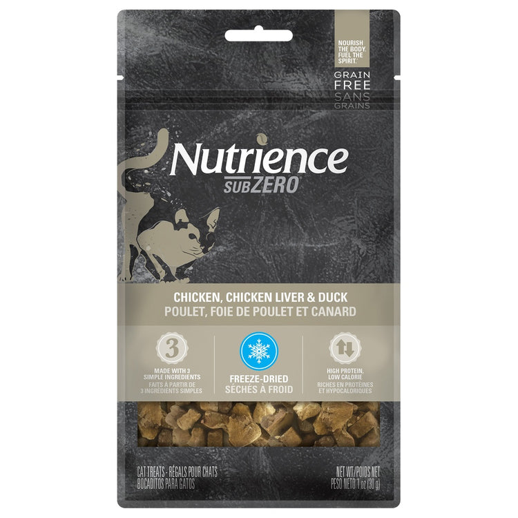 NUTRIENCE, SubZero Gâteries sans grains à protéines multiples, Poulet, foie de poulet et foie de canard, 30 g (1 oz)