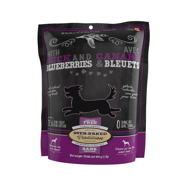 OVEN-BAKED TRADITION, Gâteries Pour Chien, Sans Grains, Biscuits Canard Et Bleuets 454gr