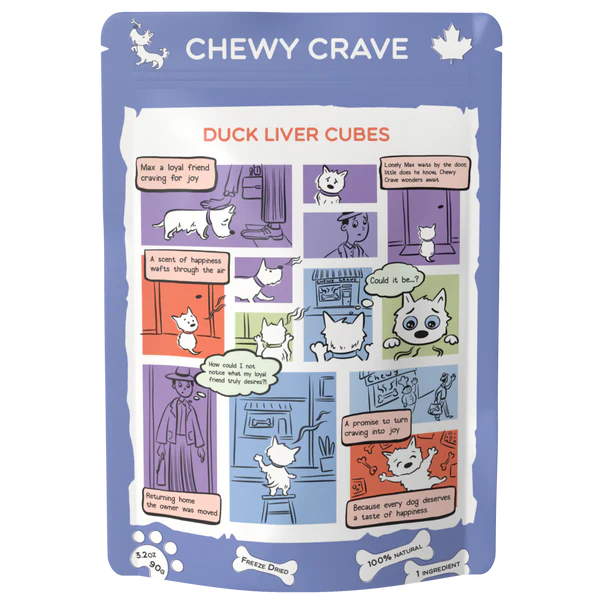 CHEWY CRAVE, Gâteries naturelles pour chien et chat, Cubes de foie de canard