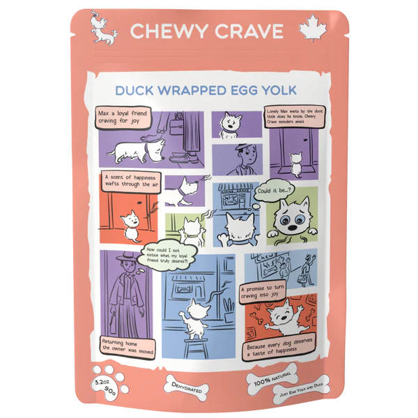 CHEWY CRAVE, Jaunes d'œuf enrobés de canard, Pour chien, 90g