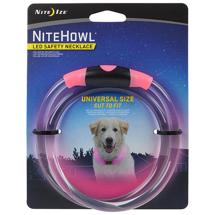 NITE IZE, NiteHowl, Collier de sécurité au LED rechargeable, Rose, Pour chien