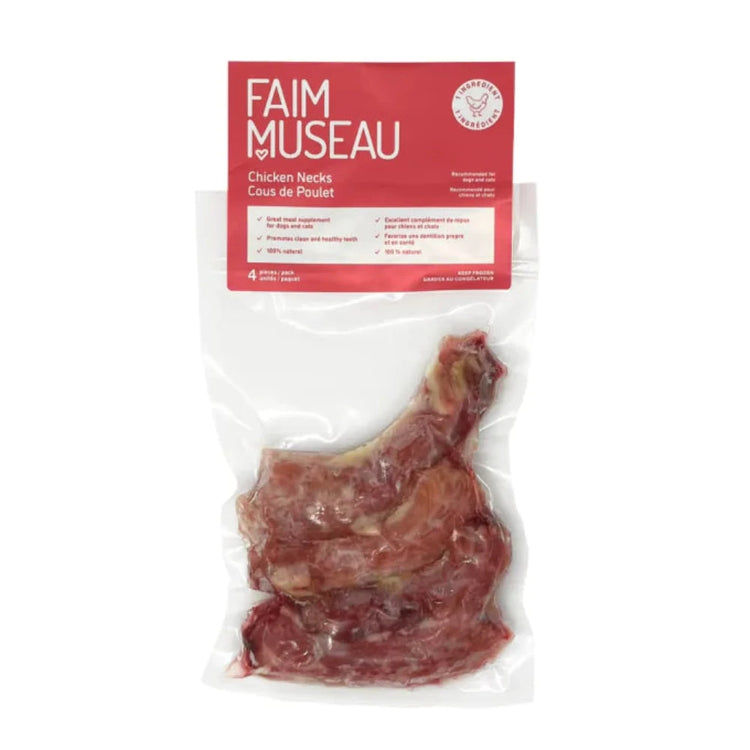 FAIM MUSEAU, Cous de poulet, Pour chien et chat, Paquet de 4