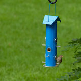 PERKY-PET Blue Metal Tube, mangeoire pour oiseaux d'extérieur