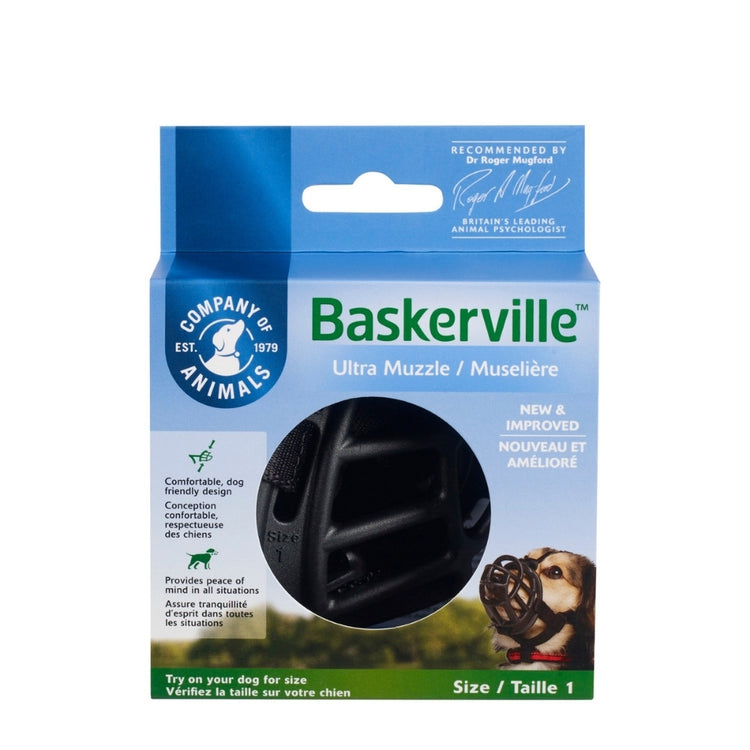 The Company of Animals Baskerville Ultra Muzzle, muselière noire pour chien