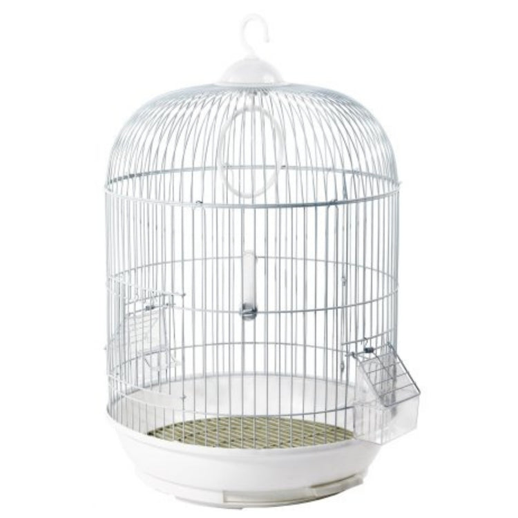 DAYANG cage ronde Cassis pour perruches, pinsons et serins, blanche
