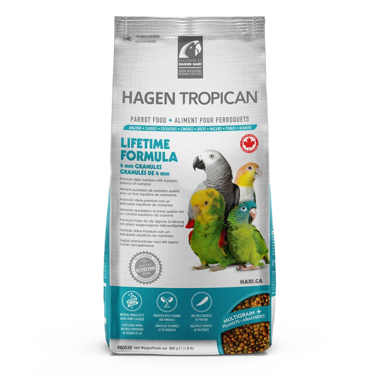 HAGEN TROPICAN, Aliment Lifetime pour perroquets, granulés de 4mm