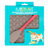 MESSY MUTTS tapis d'alimentation thérapeutique en silicone gris 8''x8'', avec spatule en silicone