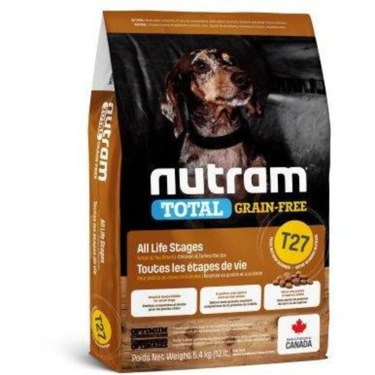 NUTRAM TOTAL T27 sans grains nourriture pour chien toutes étapes de vie, petite race poulet et dinde, 12 lb