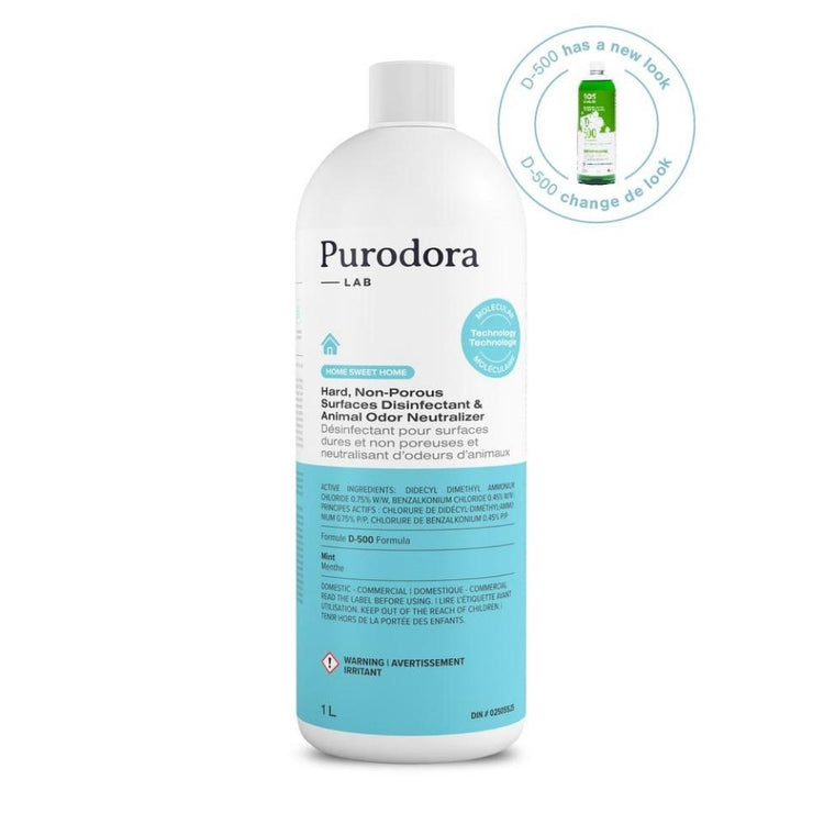 Purodora LAB, désinfectant pour surfaces dures et non poreuses et neutralisant d’odeurs d'animaux - Anciennement D-500