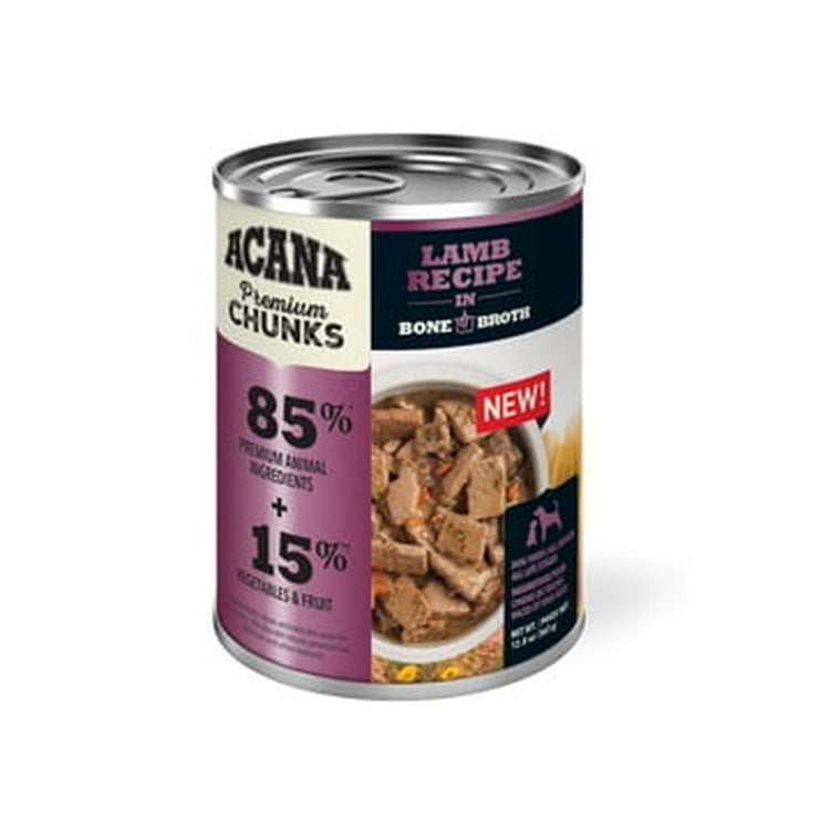 ACANA Premium Chunks nourriture humide pour chien au agneau et saumon avec fruits et légumes
