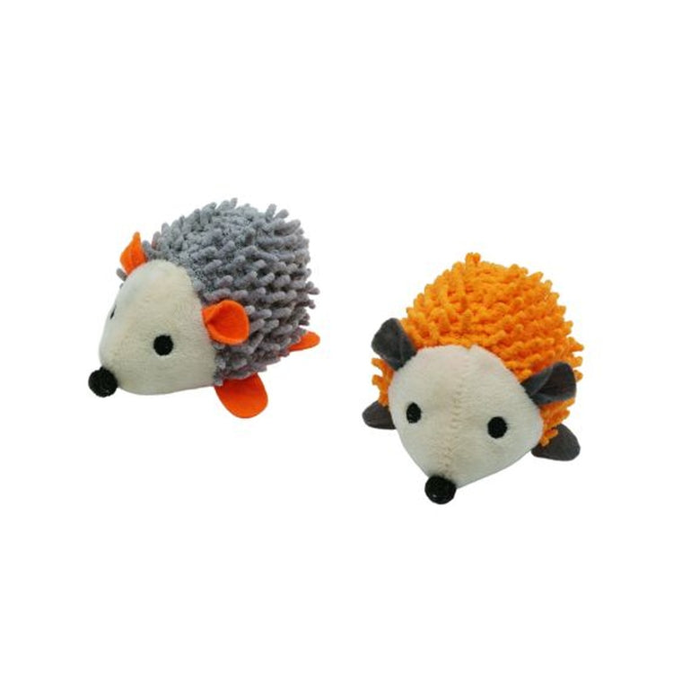 BUD'Z jouet pour chat, duo de hérissons avec pochette et herbe à chat insérée, orange et grise