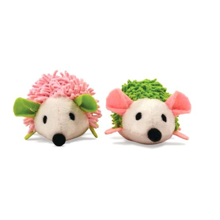 BUD'Z jouet pour chat, duo de hérissons avec pochette et herbe à chat insérée, rose et verte