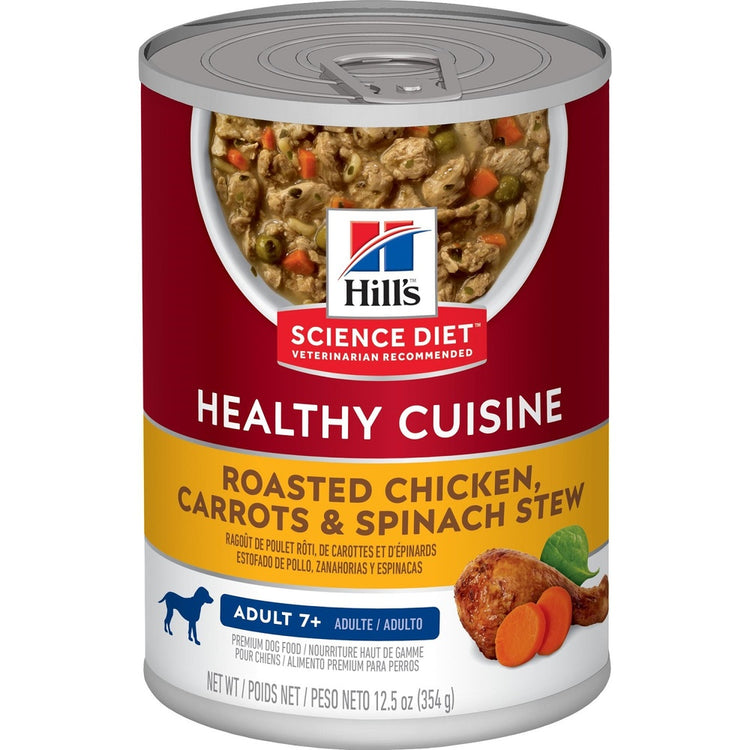 SCIENCE DIET HILL'S Cuisine Santé - râgout de poulet rôti, carrottes et épinards 7+, nourriture pour chien âgé toutes races au poulet et légumes