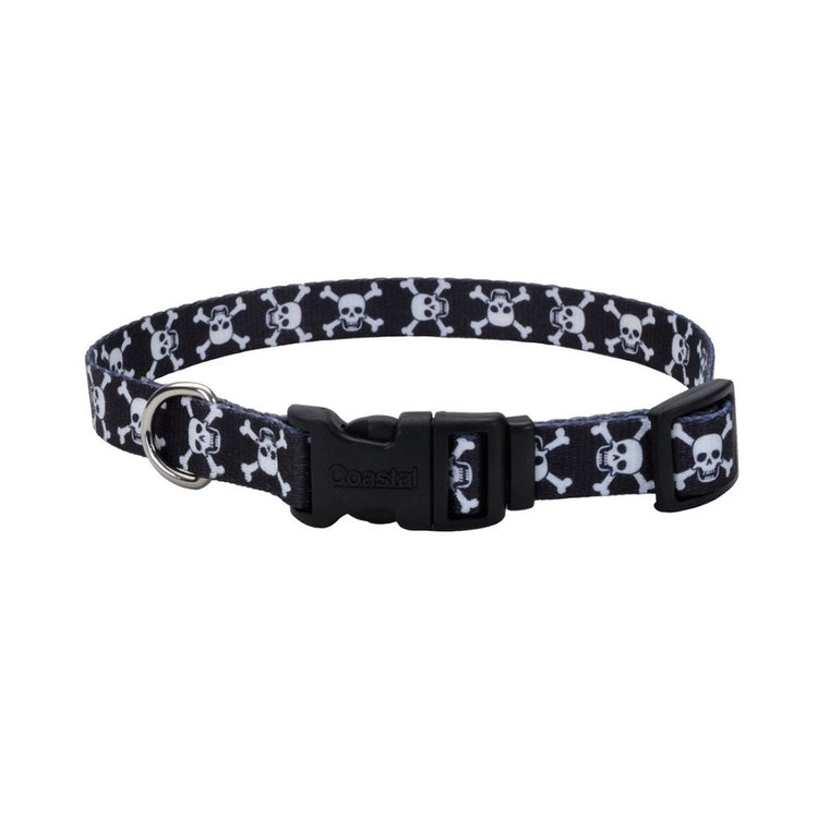 Coastal Styles collier ajustable pour chien "Noir avec crânes"