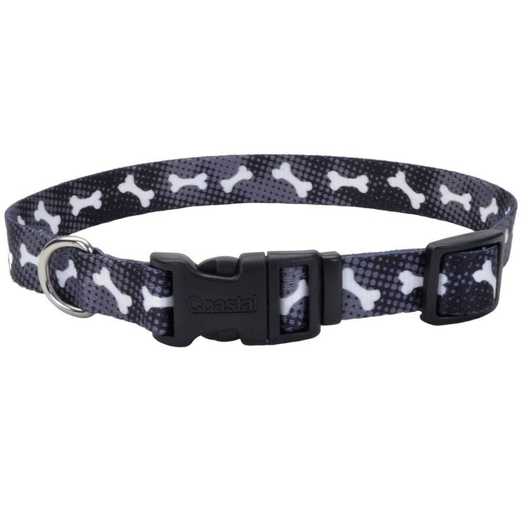 Coastal Styles collier ajustable pour chien "Noir avec os"
