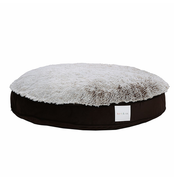 KORT & CO. Funky Fur Lit rond en fausse fourrure pour chien - gris