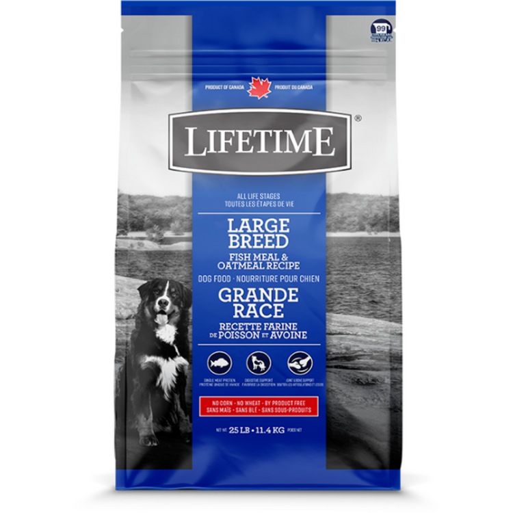 LIFETIME Grande Race nourriture pour chien à la farine de poisson et avoine - 11.4 kg / 25 lbs