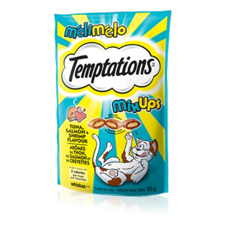 TEMPTATIONS mélimélo gâterie pour chat au thon, saumon et crevettes