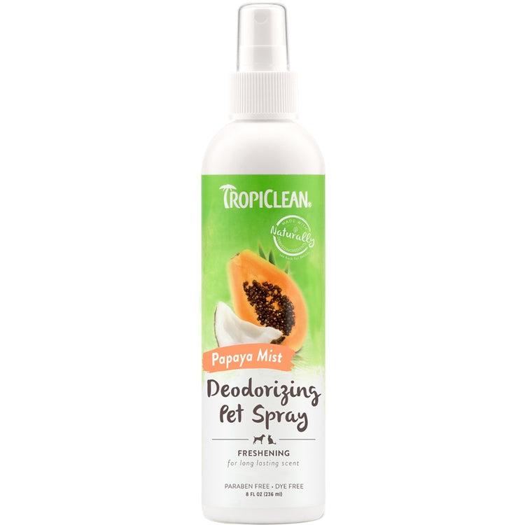 TROPICLEAN Deodorizing Pet Spray, Spray déodorisant pour chien et chat à la bruine de papaye