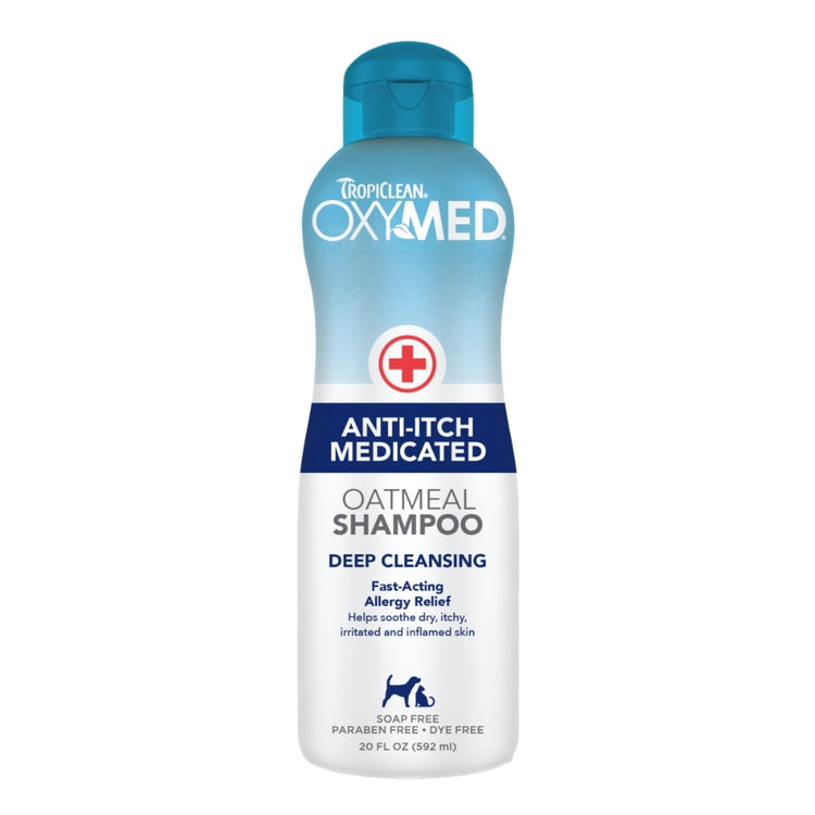 TROPICLEAN OXYMED Anti-Itch Medicated, shampoing nettoyant en profondeur contre les démangeaisons pour chien et chat à l'avoine