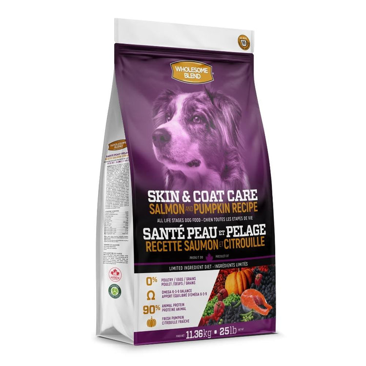 WHOLESOME BLEND Sans Grains Santé Peau Et Pelage nourriture pour chien au saumon et à la citrouille